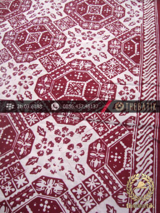 Kain Batik Cap Motif Ceplok Ubin Buketan Marun
