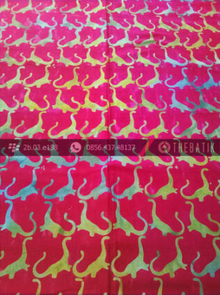 Kain Batik Modern Motif Dinosaurus Merah