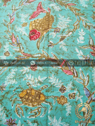 Kain Batik Cap Tulis Remukan Motif Ikan Hijau