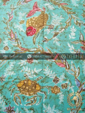 Kain Batik Cap Tulis Remukan Motif Ikan Hijau