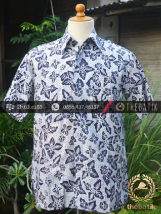 Kemeja Batik Tulis Motif Bantulan Hitam Putih