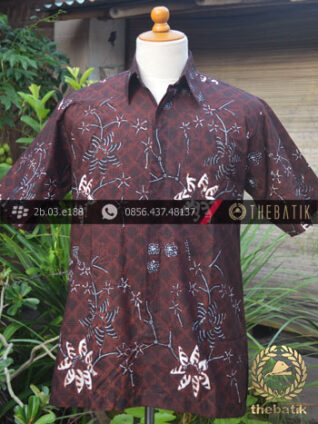 Kemeja Batik Tulis Motif Buketan Latar Hitam