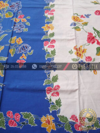 Sarung Batik Encim Tulis Pekalongan Biru Putih