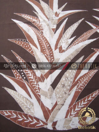 Kain Batik Warna Alam Tulis Motif Daun Pandan Coklat