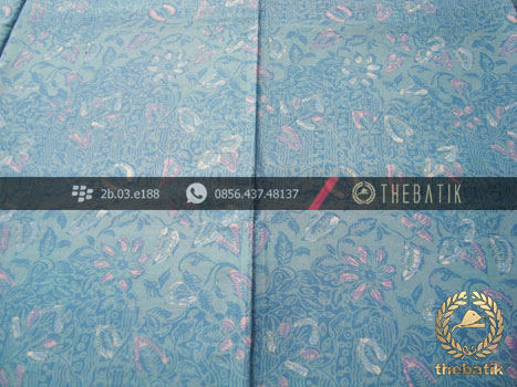 Bahan Baju Batik Modern Motif Floral Biru
