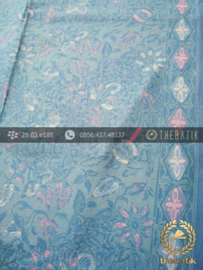 Bahan Baju Batik Modern Motif Floral Biru