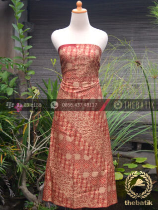 Bahan Kemeja Batik Sutera Motif Parang Merah Emas