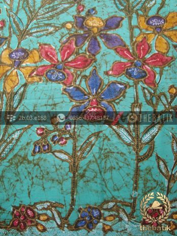 Kain Batik Cap Tulis Motif Buketan Remukan Tosca