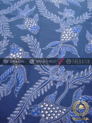 Kain Batik Tulis Motif Ikan Mas Warna Biru
