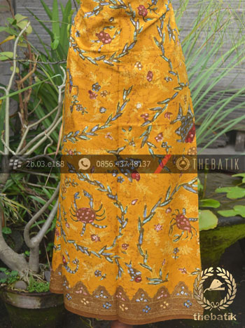 Kain Batik Cap Tulis Motif Ikan Remukan Kuning