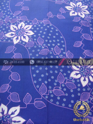 Kain Batik Tulis Motif Lereng Kembang Biru Ungu