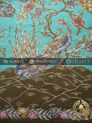 Bahan Batik Seragam Motif Merak Remukan Tosca