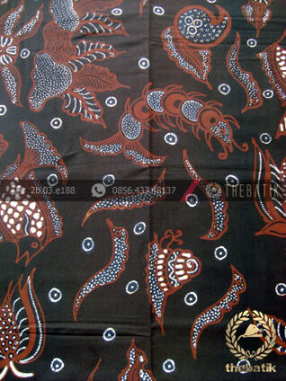 Kain Batik Tulis Motif Ikan Udang Latar Hitam