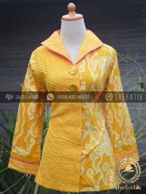 Model Baju Batik Wanita Opnaisel Megamendung Kuning