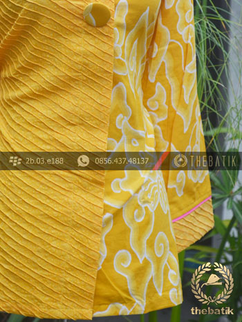 Model Baju Batik Wanita Opnaisel Megamendung Kuning