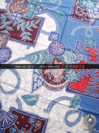Bahan Seragam Batik Abstrak Floral Biru