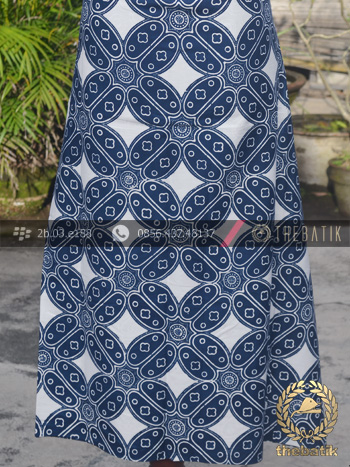 Kain Batik Bahan Baju Motif Kawung Biru Dongker