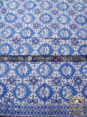 Kain Bahan Baju Batik Motif Ceplokan Biru