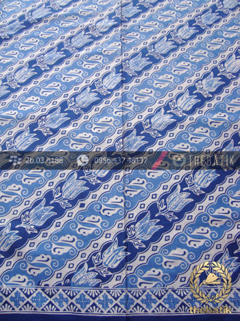 Kain Bahan Baju Batik Pekalongan Motif Lereng Biru