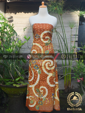 Kain Batik Bahan Baju Motif Floral Jingga