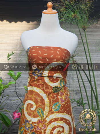 Kain Batik Bahan Baju Motif Floral Jingga