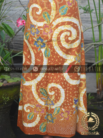 Kain Batik Bahan Baju Motif Floral Jingga