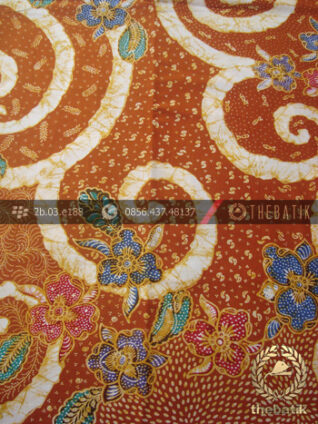Kain Batik Bahan Baju Motif Floral Jingga