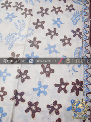 Batik Tulis Warna Alam Motif Bunga Ayam Putih