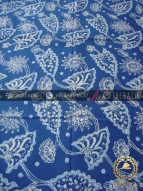 Batik Tulis Warna Alam Motif Floral Daun Biru Indigo