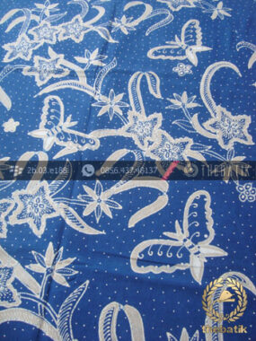 Batik Tulis Warna Alam Motif Floral Biru Indigo