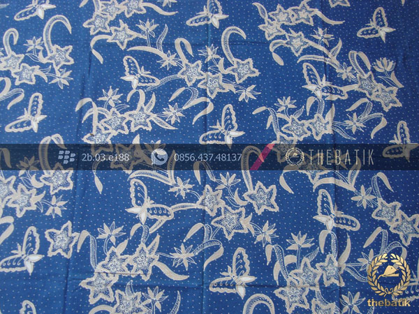 Batik Tulis Warna Alam Motif Floral Biru Indigo