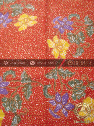 Kain Batik Pekalongan Motif Buketan Jingga