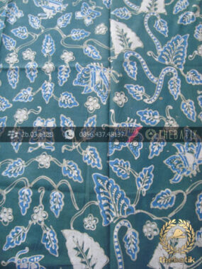 Batik Tulis Warna Alam Motif Floral Daun Biru