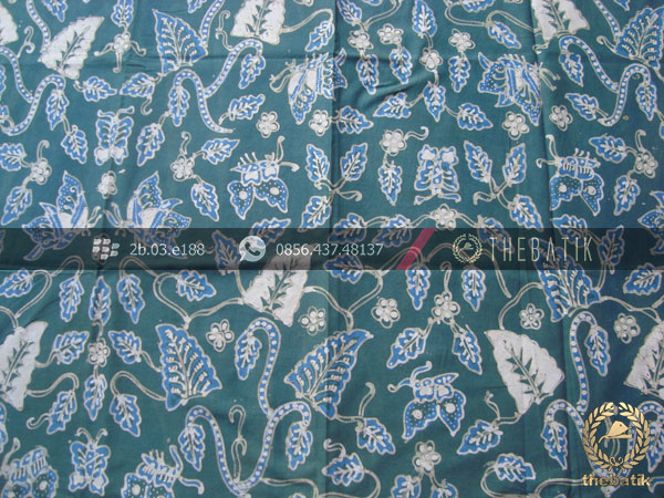Jual Batik  Tulis Warna  Alam Motif Floral Daun  Biru 