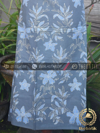 Jual Kain Batik Tulis Warna Alam Motif Floral Abu Abu 