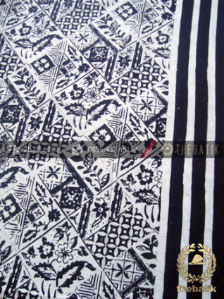 Kain Batik Bahan Baju Motif Tambal Garis Hitam