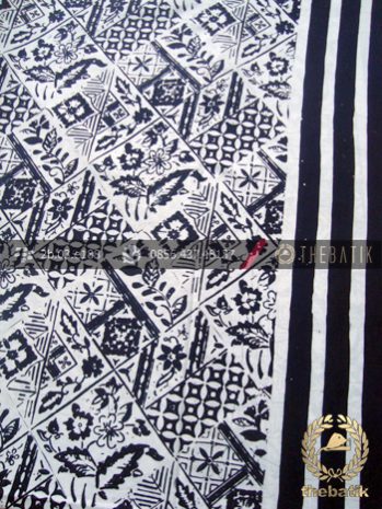 Kain Batik Bahan Baju Motif Tambal Garis Hitam