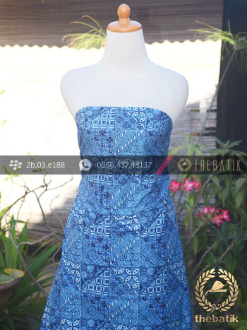 Kain Seragam Batik Pekalongan Motif Tambal Biru