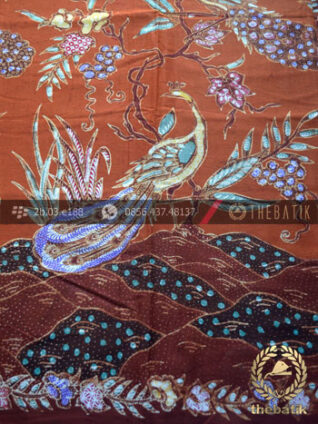 Kain Batik Bahan Baju Motif Remukan Burung Merak Coklat