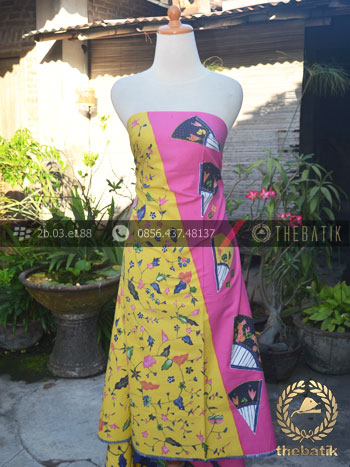 Kain Batik Tulis Motif Pagi Sore Kuning Pink