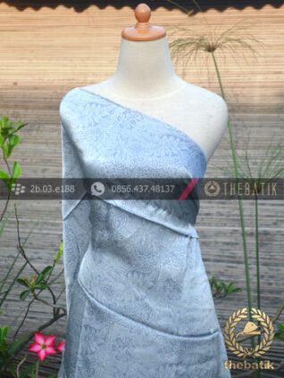 Bahan Baju Batik Sutera Floral Abu-Abu