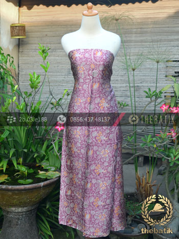 Kain Batik Sutera Motif Floral Ungu