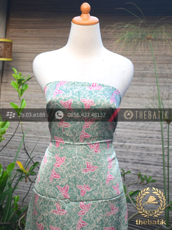 Bahan Baju Batik Sutera Floral Hijau Colet Pink