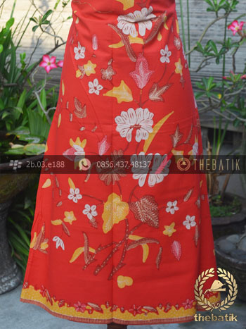 Kain Batik Tulis Motif Boketan Merah Pesisiran