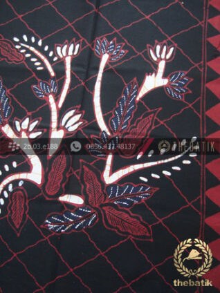 Kain Batik Tulis Jogja Motif Buketan Jaring Latar Hitam