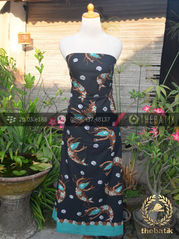 Bahan Baju Batik Tulis Motif Udang Latar Hitam