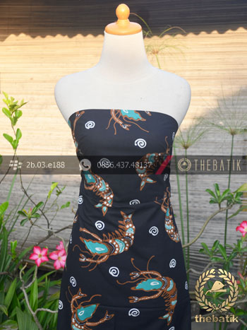 Bahan Baju Batik Tulis Motif Udang Latar Hitam