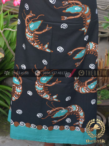 Bahan Baju Batik Tulis Motif Udang Latar Hitam