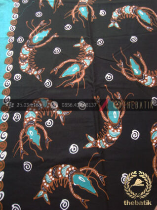 Bahan Baju Batik Tulis Motif Udang Latar Hitam