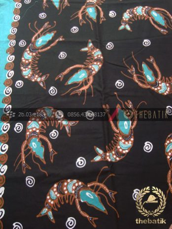 Bahan Baju Batik Tulis Motif Udang Latar Hitam